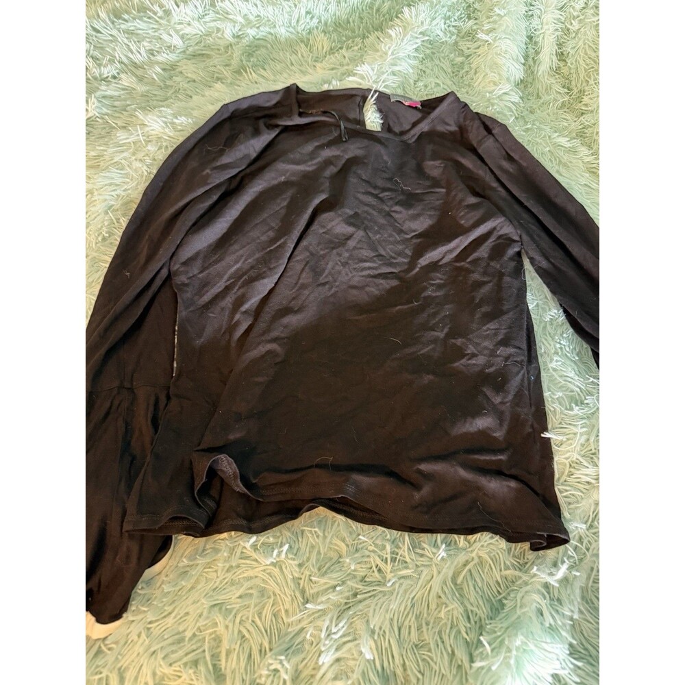 Vince Camuto Women's Ruffle Bell Flare Sleeve Black White Sz M Macys